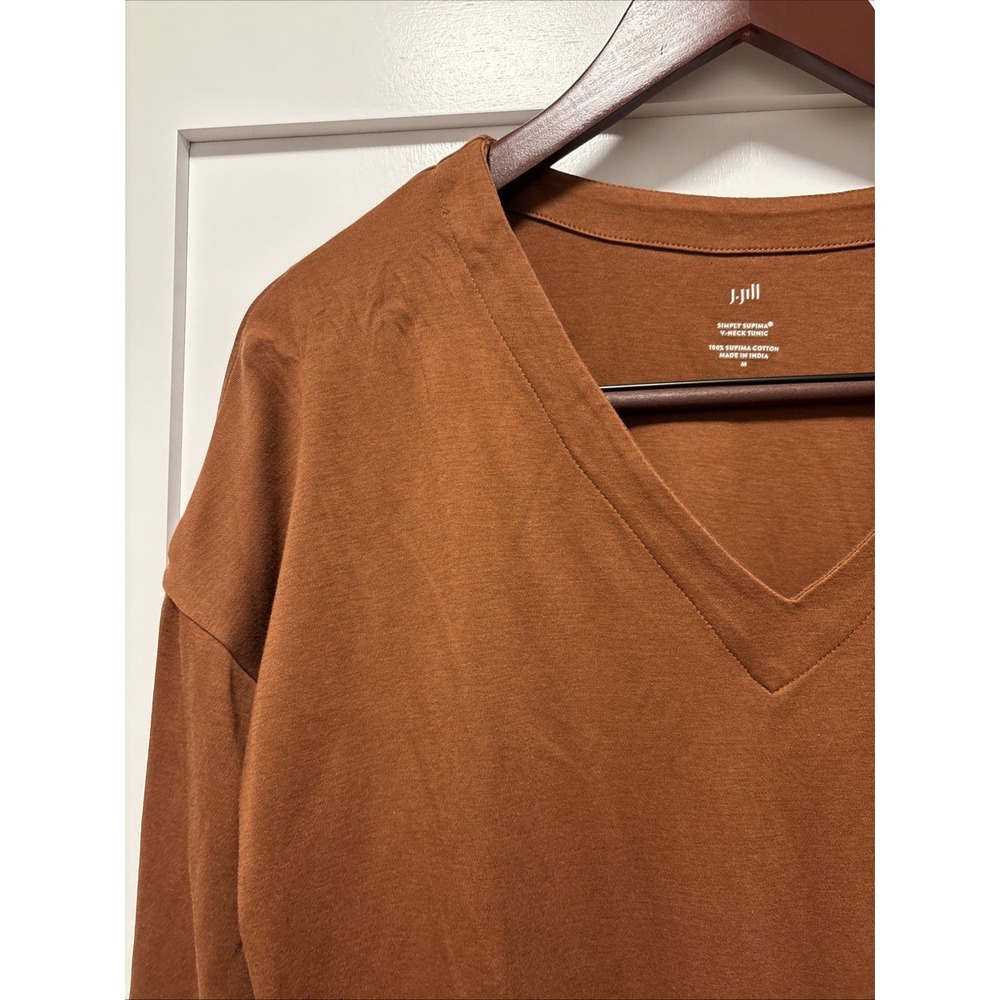 J. Jill Long Sleeve V-Neck Tunic in Rust Brown - Picture 2 of 7